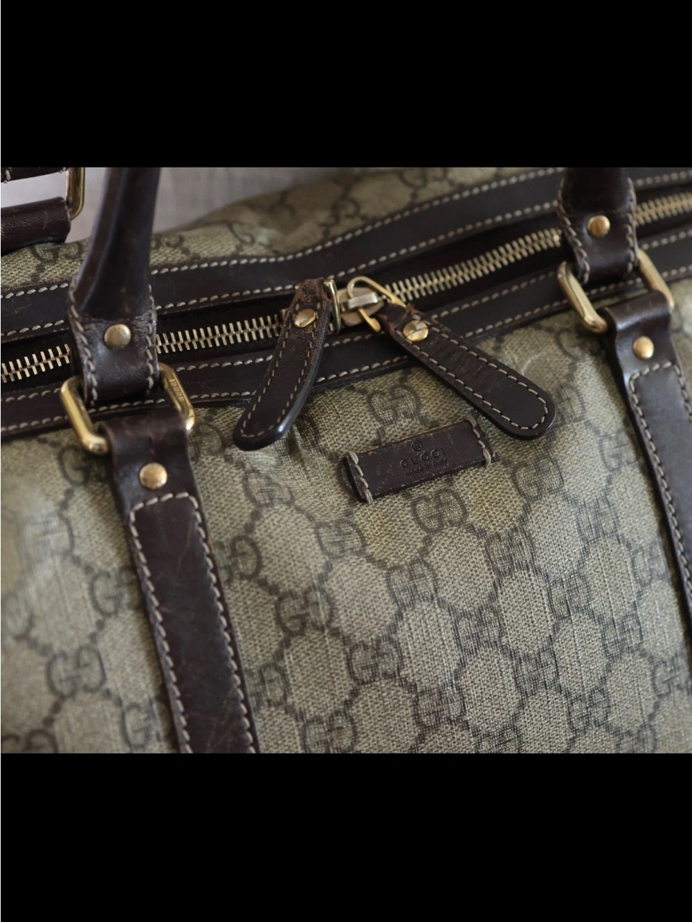 Gucci GG supreme coated canvas document bag weekender duffel laptop case AUTH! - Picture 10 of 12